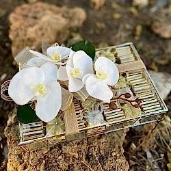 Orkide Dekorlu Cam Sandık Kutu 3